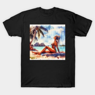 Artistic illustration of a beach scene T-Shirt